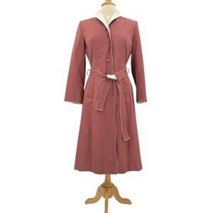 Rain Shedder Trench Coat womens 7/8 Pink Mauve Belted Minialists 70s-80s VTG